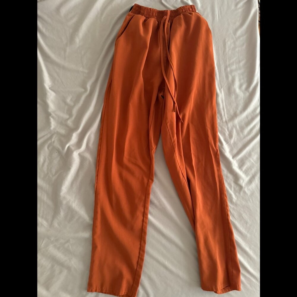 Rust Orange Wide Leg Trousers